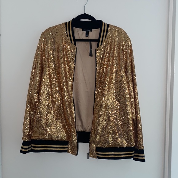 Torrid Gold Sequin Bomber Jacket - Picture 6 of 6
